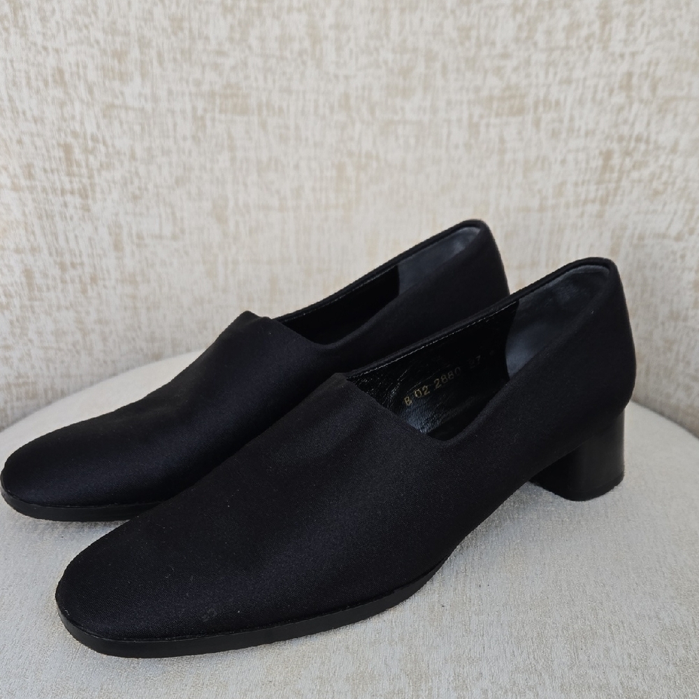 Vintage Robert Clergerie Black Fabric Heels, Size 6.5.